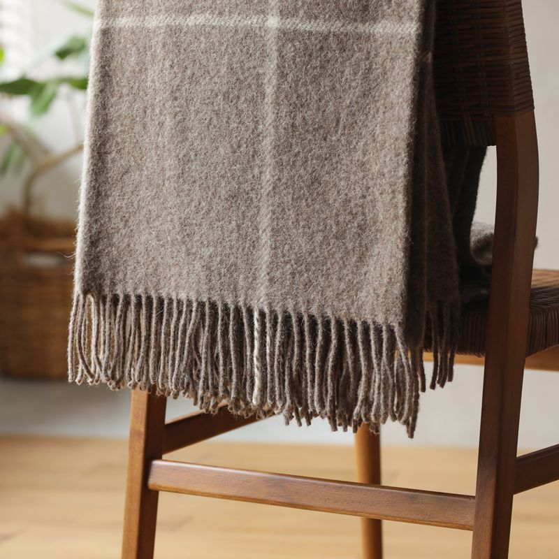 美品】シルケボー ブランケット 大判 ブラウン チェック 130×185cm