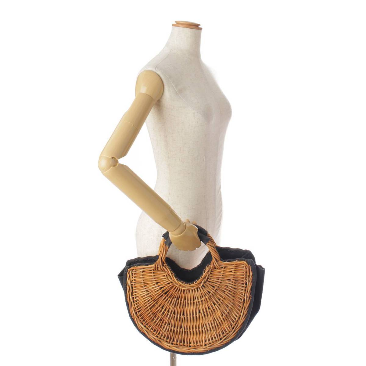 エバゴス 清涼 美品WAHAHA 紅籐 籠 カゴ 切替 トートバッグ エバゴス