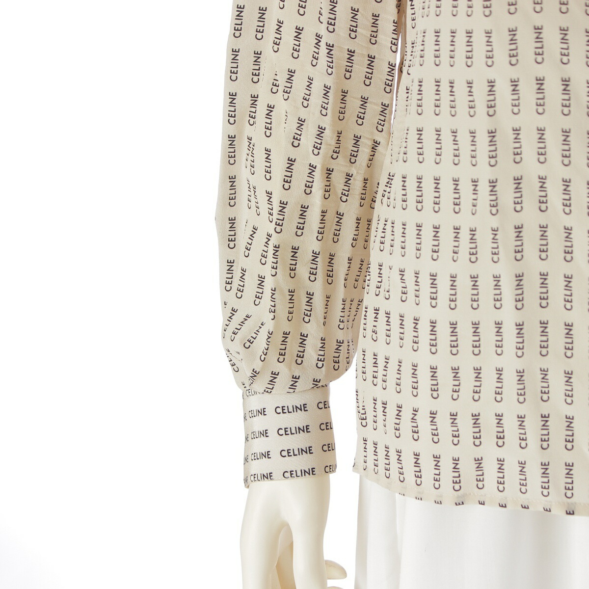 楽天市場】セリーヌ CELINE シルク ロゴ 総柄 トップス バンドカラー