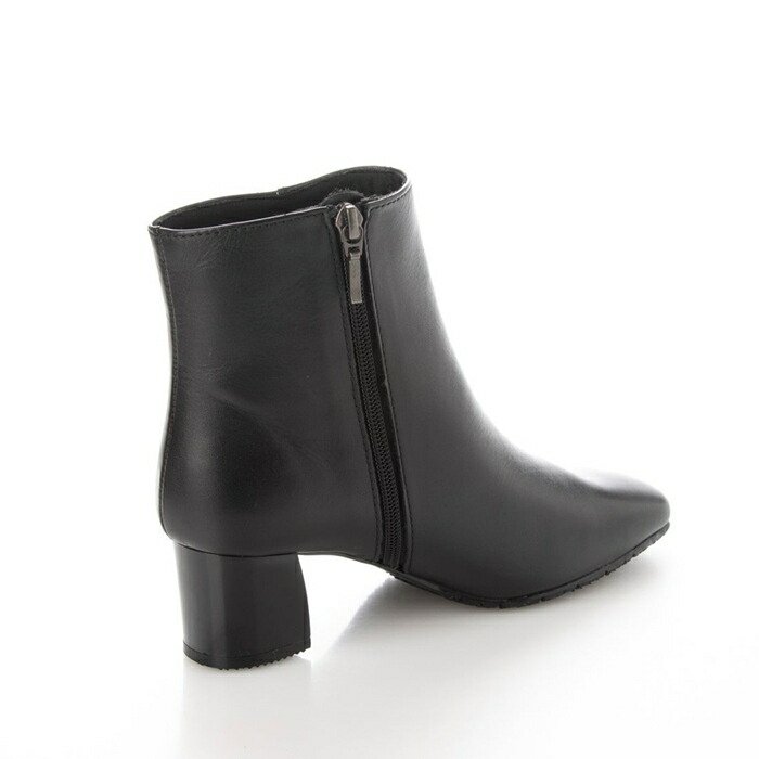 楽天市場】本革 ショートブーツ 太めヒール 5cm 幅広 3E スクエアトゥ