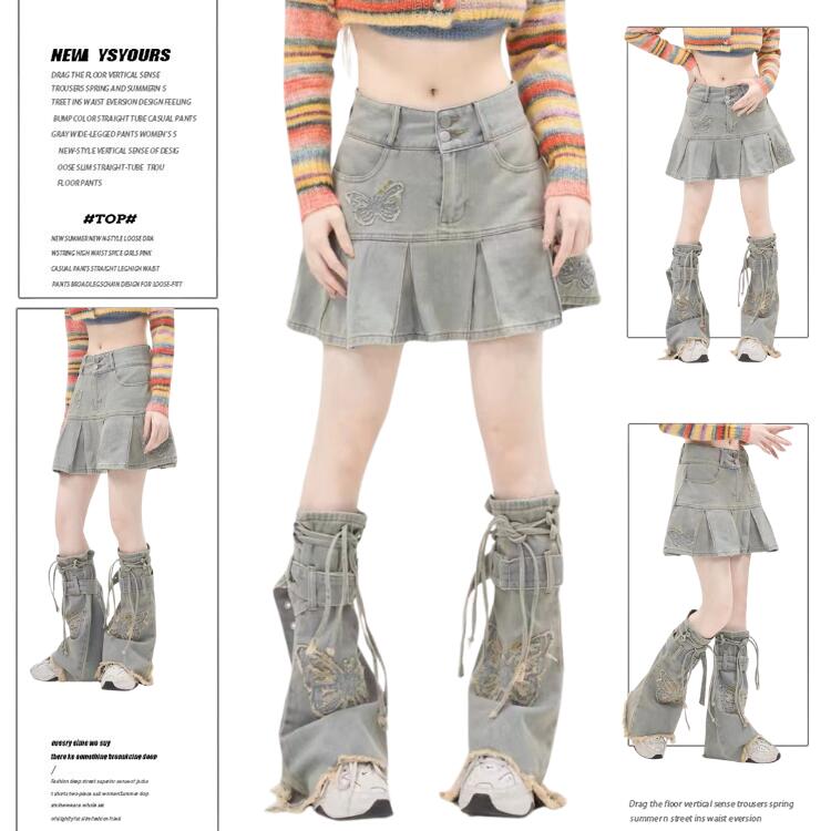 楽天市場】レッグウォーマー デニム Y2K グレー レッグウォーマー