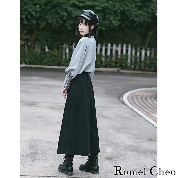 楽天市場】RomelCheo 狐仙 刺繍 ガウチョ パンツ ワイド 袴 九分丈