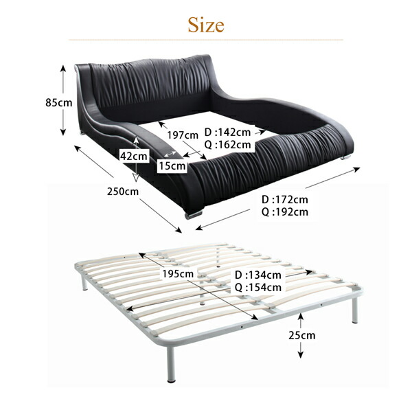 楽天市場】ダブル ベッド 高級 デザイナーズベッド マットレス付き