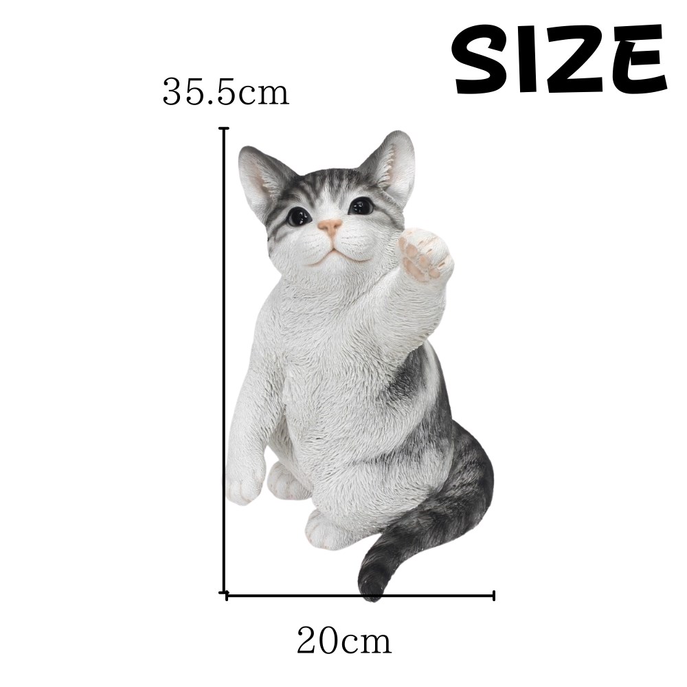 楽天市場】猫の置物 猫 アニマル ベニーズ「 ハイタッチ 」 サバ白 約