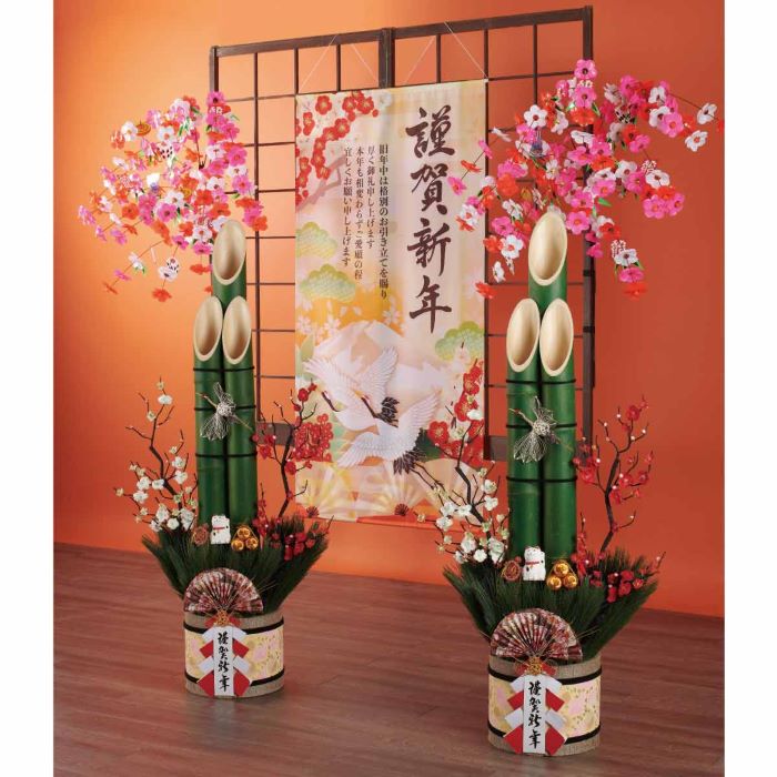 楽天市場】【天然竹使用】彩竹門松 高さ150cm 1台150cmのビッグサイズ