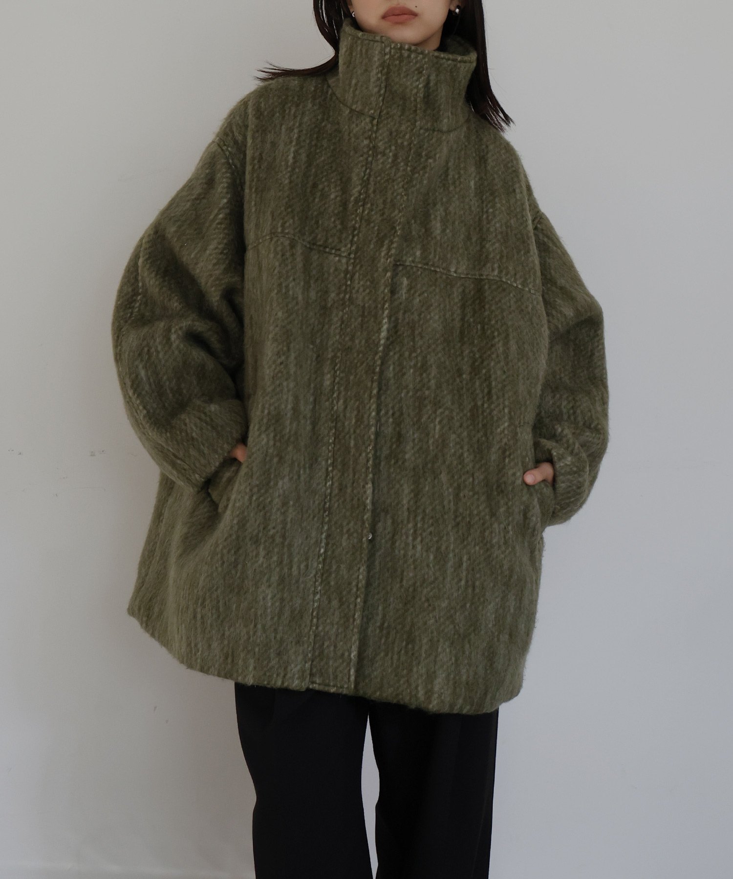 hellam｜シャギースタンドカラーコート | Rakuten Fashion(楽天