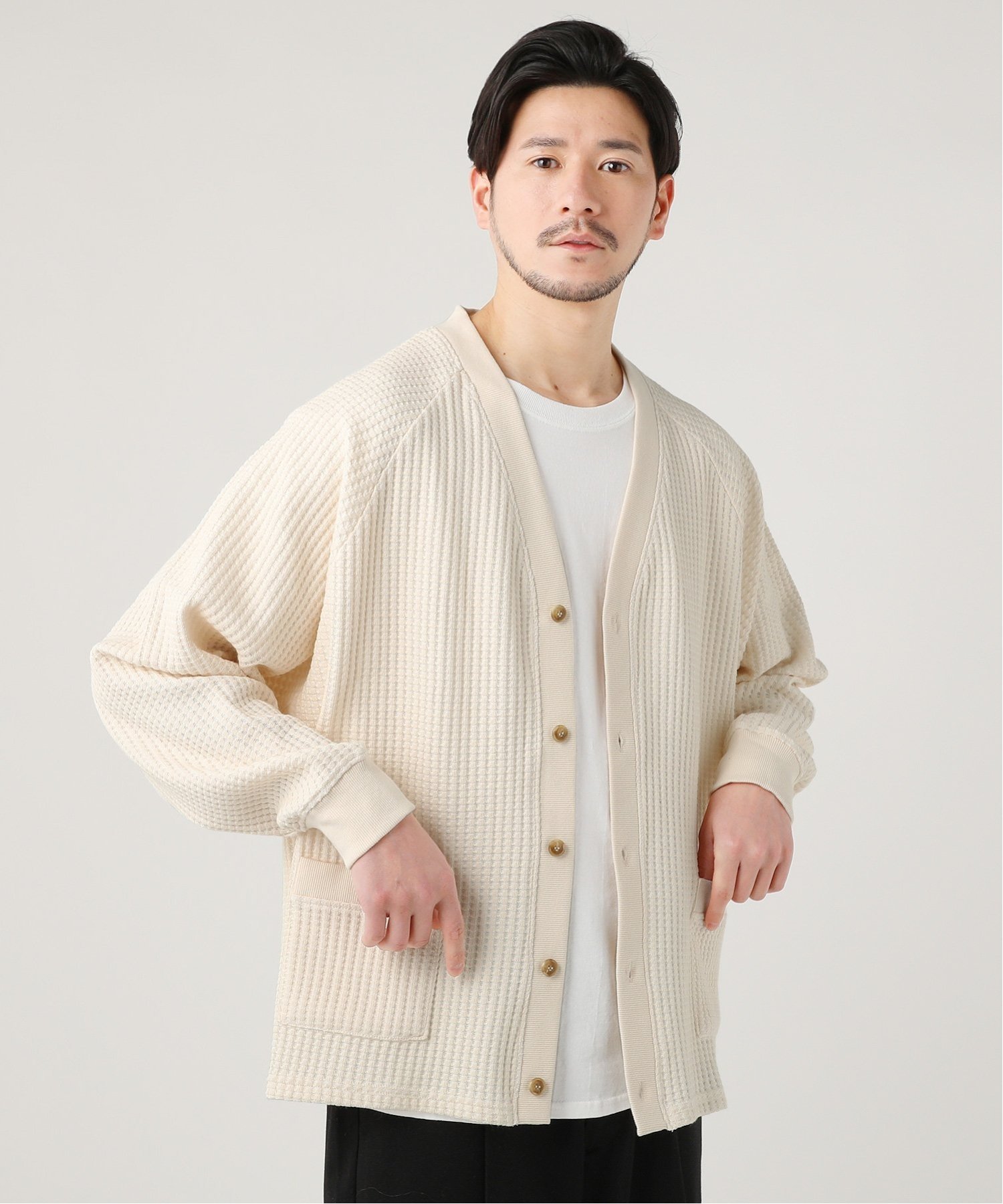 THE CASUAL｜ラグランワッフルカーディガン | Rakuten Fashion(楽天