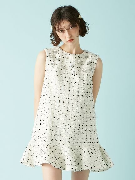 LILY BROWN｜[L.B CANDY STOCK]ツイードビジューAラインミニワンピース