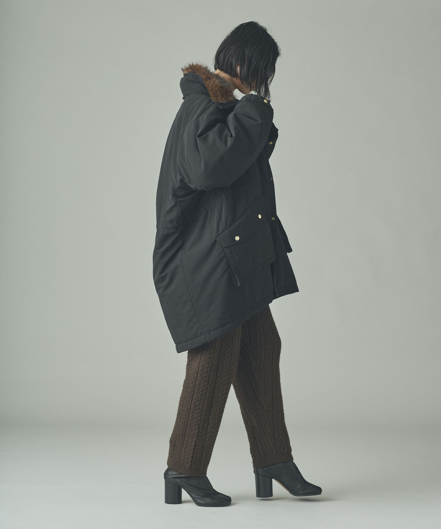 最終お値下げ❗️カレンソロジー【&RC】スウェーディッシュモッズコート ブラウン Curensology(カレンソロジー)｜〈&RC〉フェイクファーエリツキスウェー