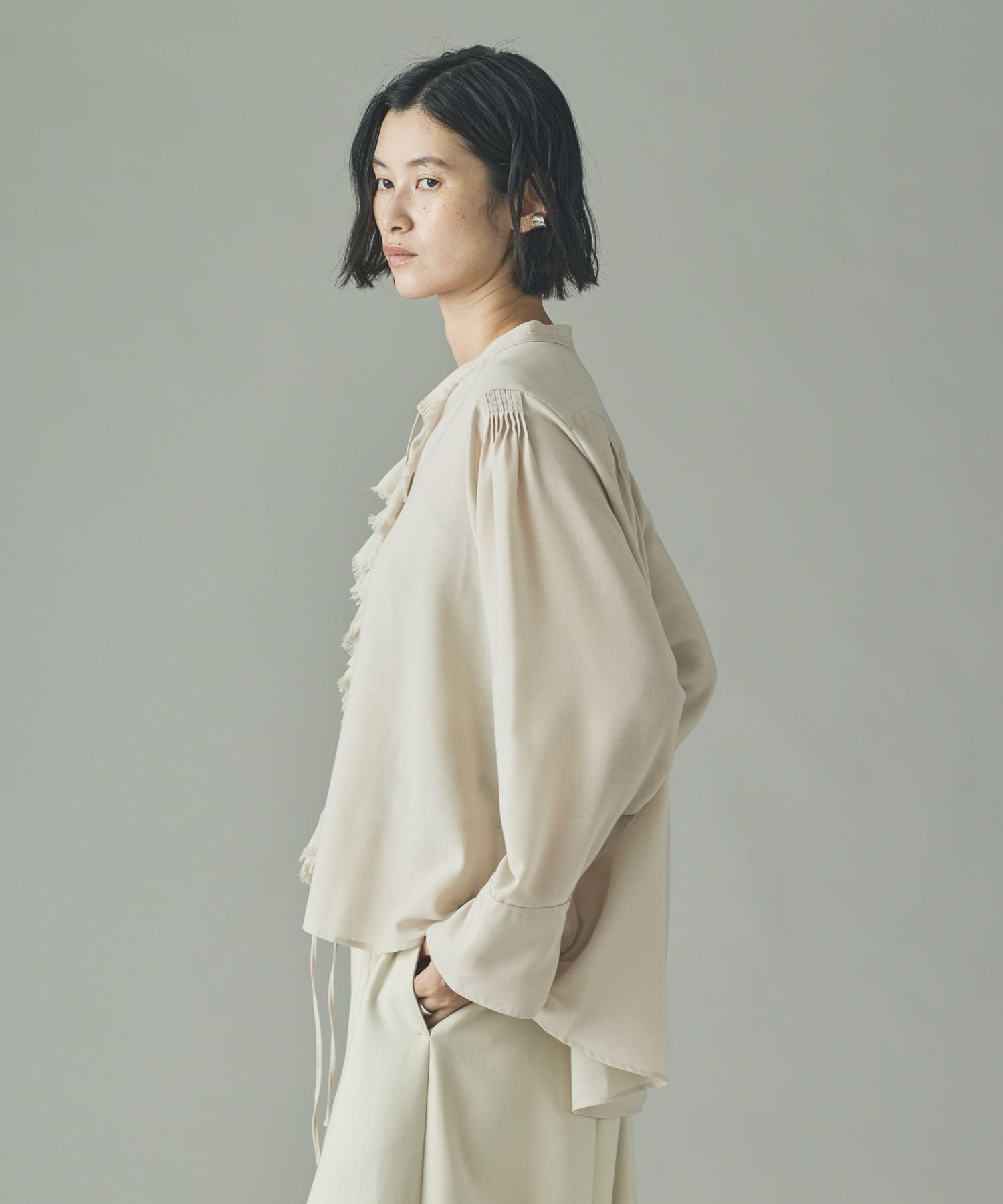 Curensology｜ウールMIXビエラフリルブラウス | Rakuten Fashion(楽天