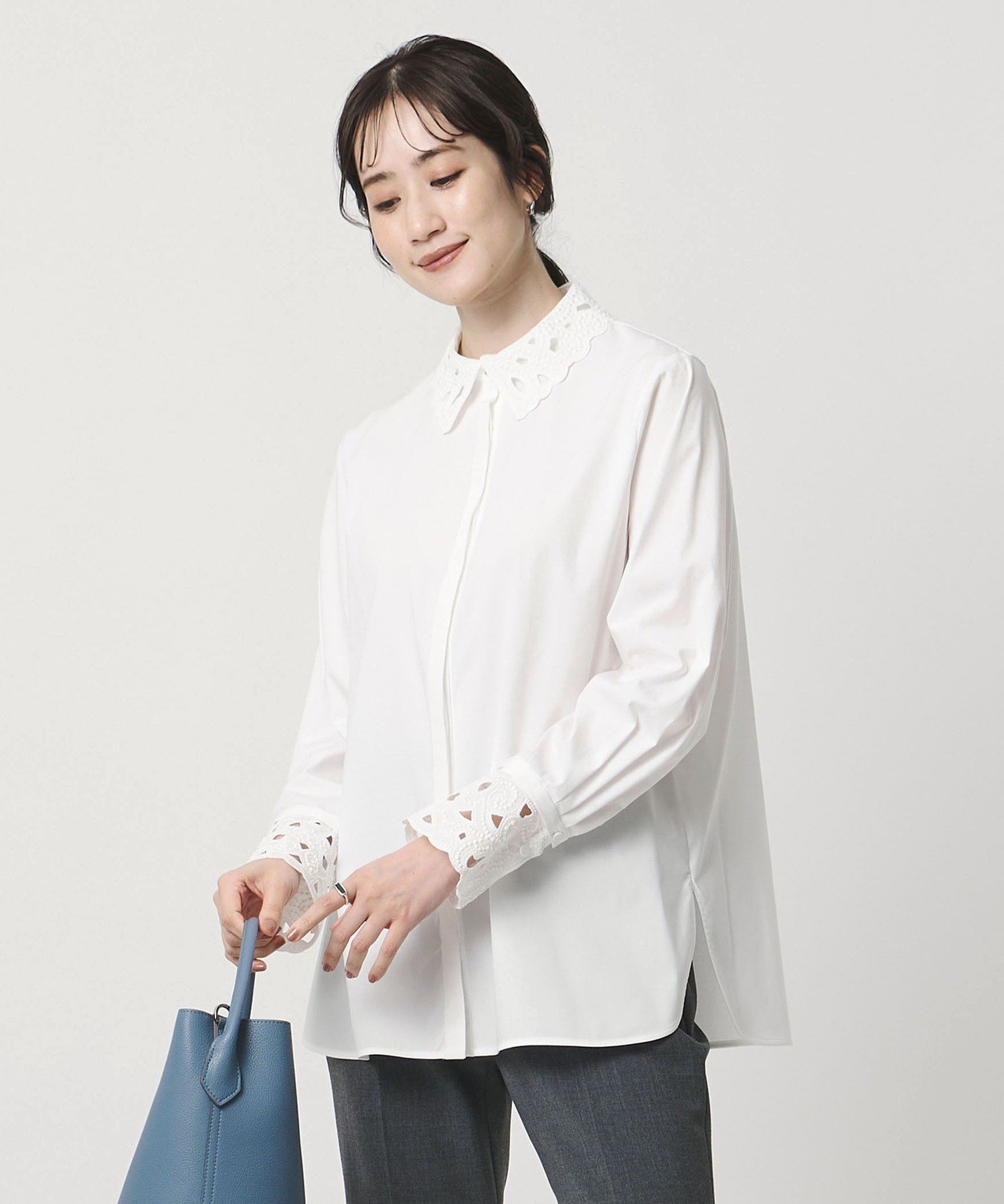 UNITED ARROWS｜エンブロイダリー カラー シャツ -ウォッシャブル