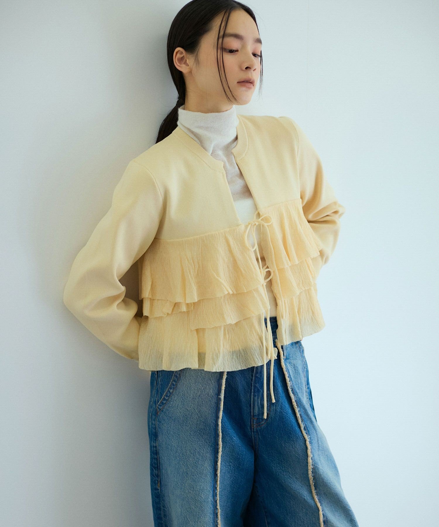 ADAM ET ROPE'｜【サステナブル】フリルカーディガン | Rakuten