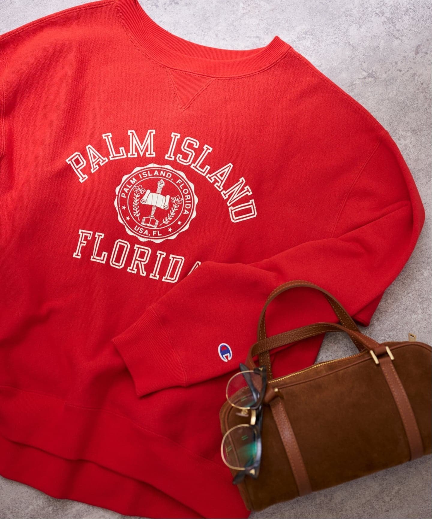 FRAMeWORK｜Champion 別注リバースウィーブ ロゴスウェットポケット