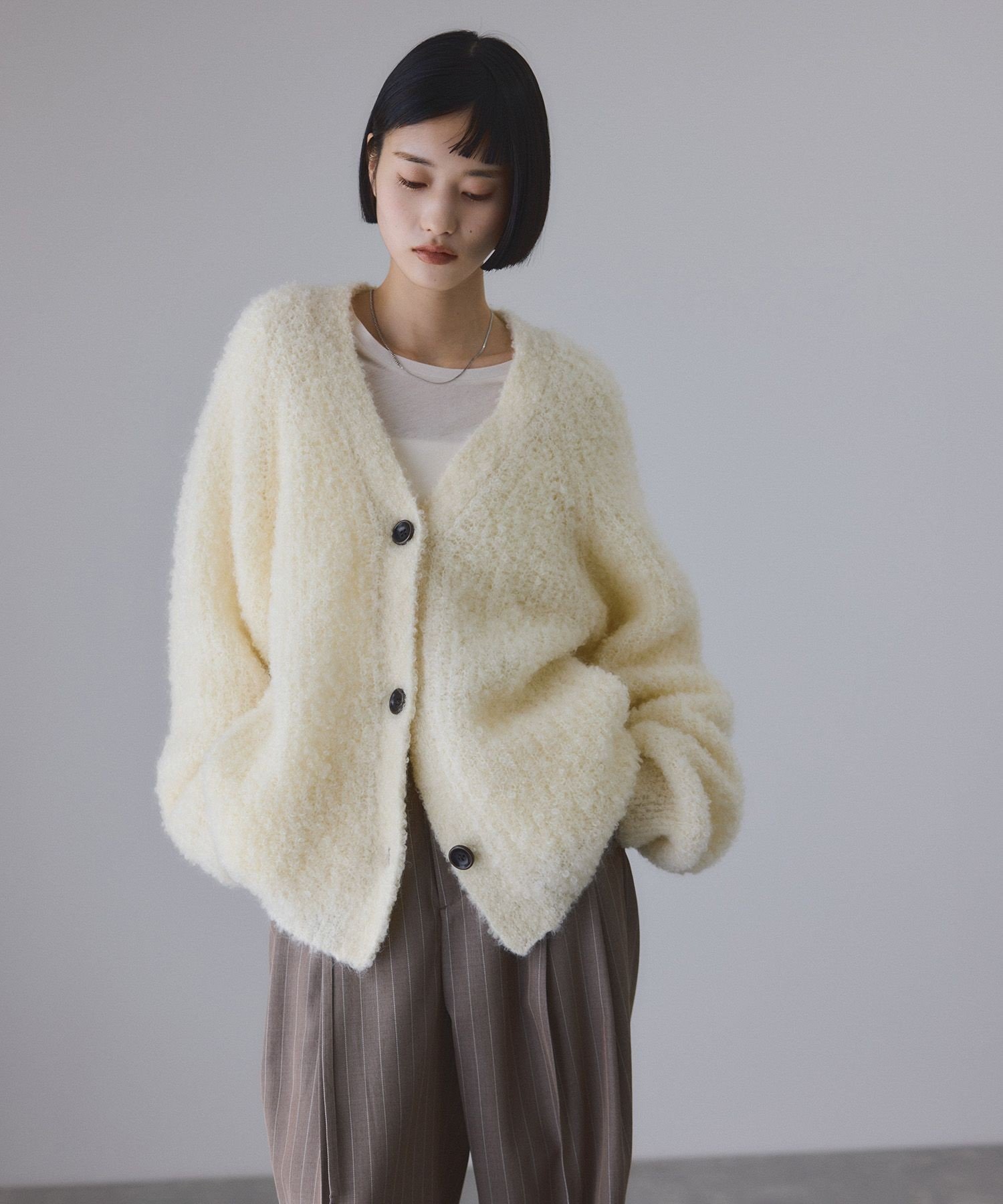 ADAM ET ROPE'｜モヘヤウールニットカーディガンブルゾン | Rakuten