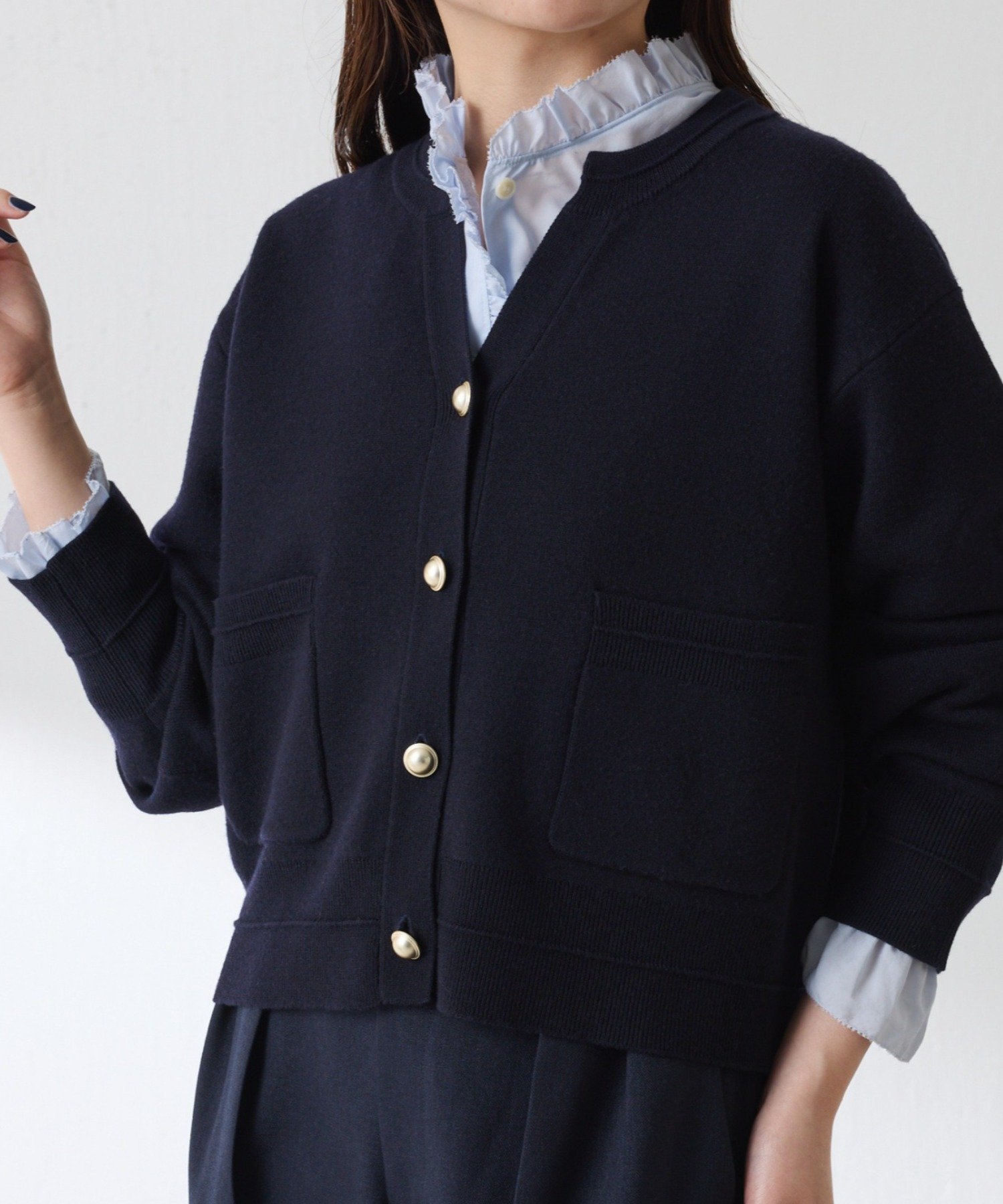 COLLAGE GALLARDAGALANTE｜スキッパースウェットライクカーディガン