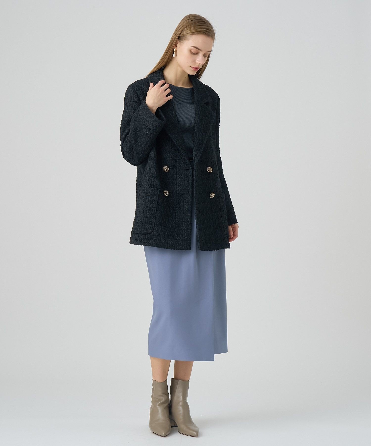 ANAYI｜ラメツイードテーラーダブルコート | Rakuten Fashion(楽天