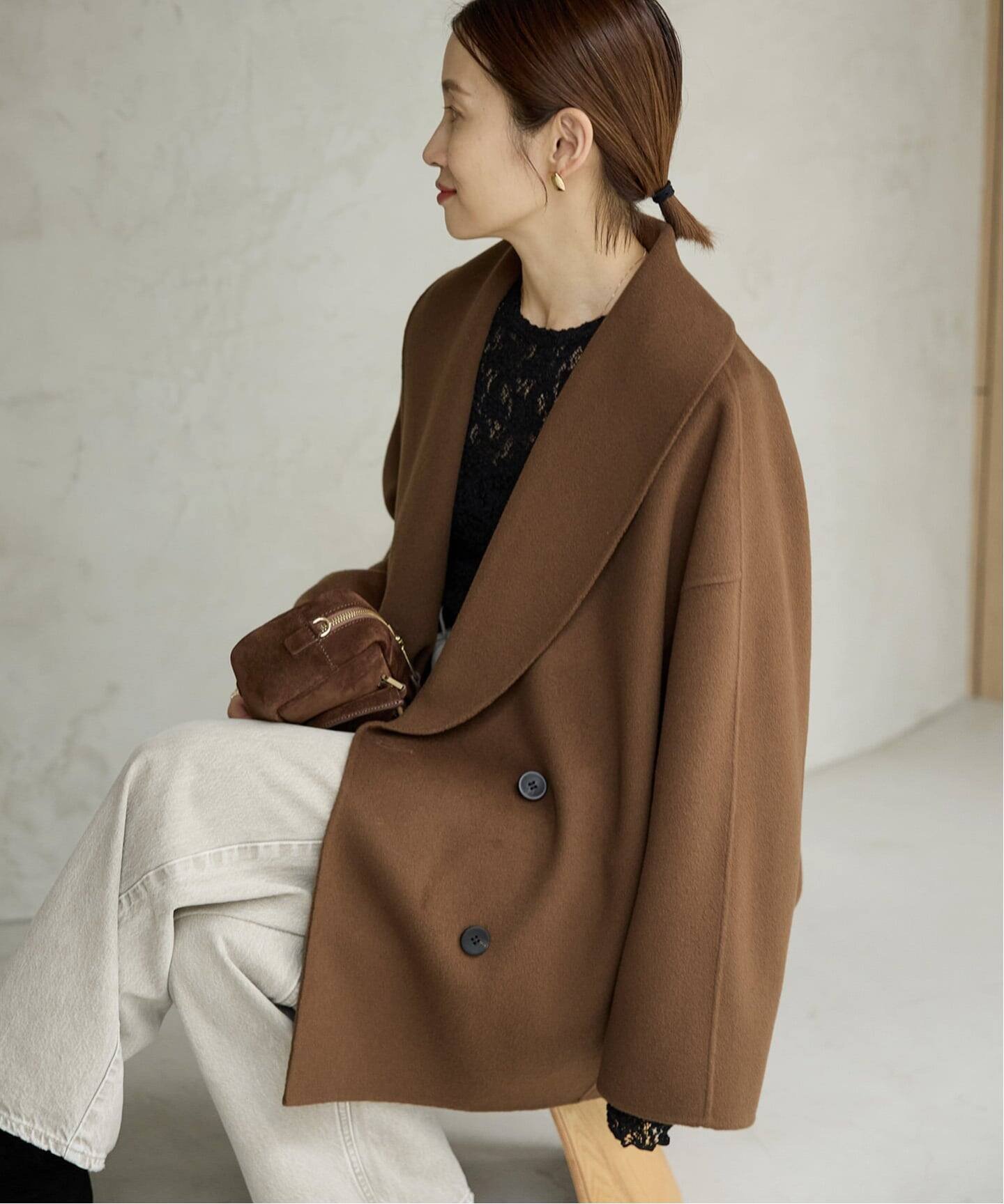 IENA｜《追加》Super160 ショールカラーハーフコート | Rakuten