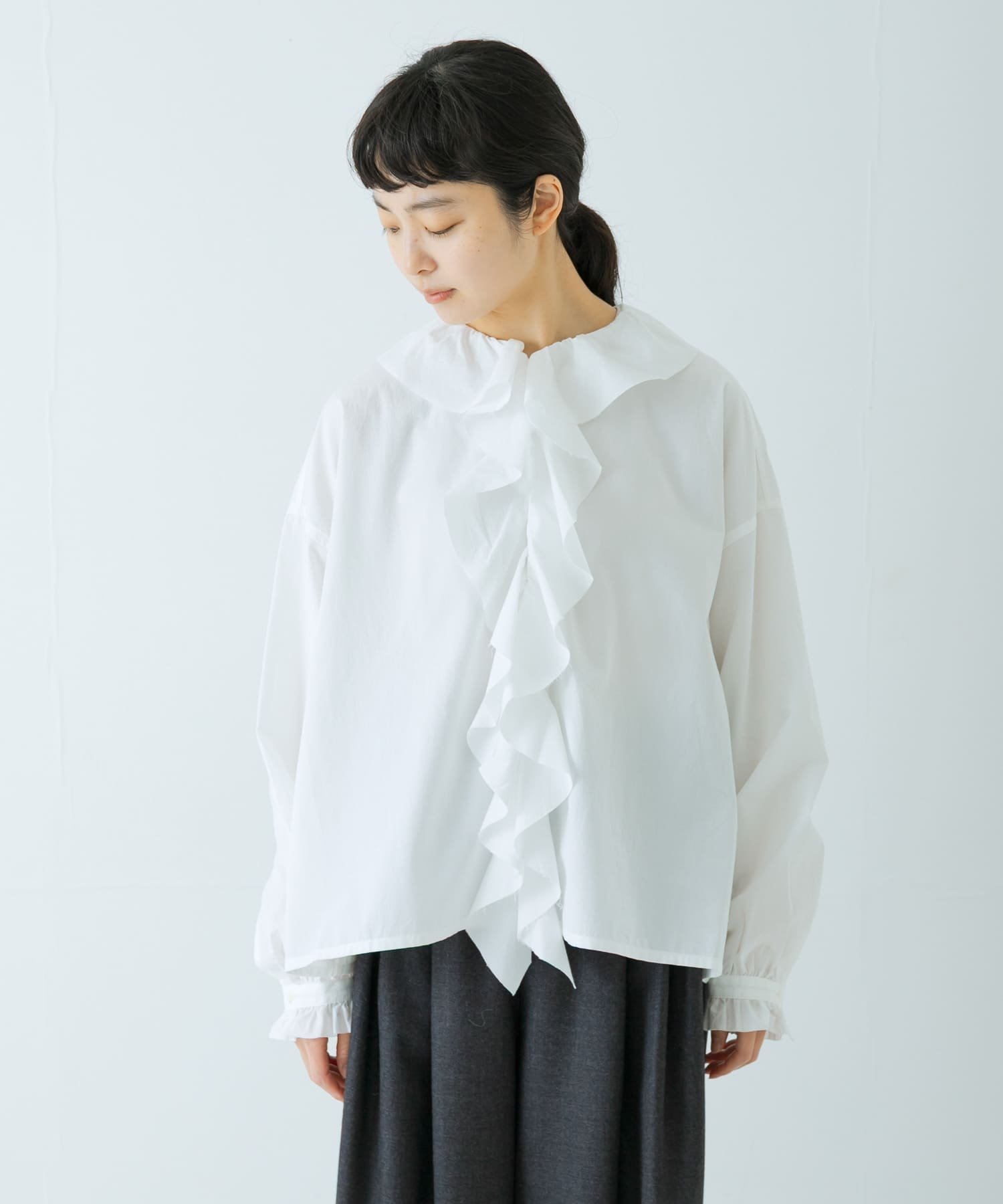 かぐれ｜コットンフリルカラーシャツ | Rakuten Fashion(楽天