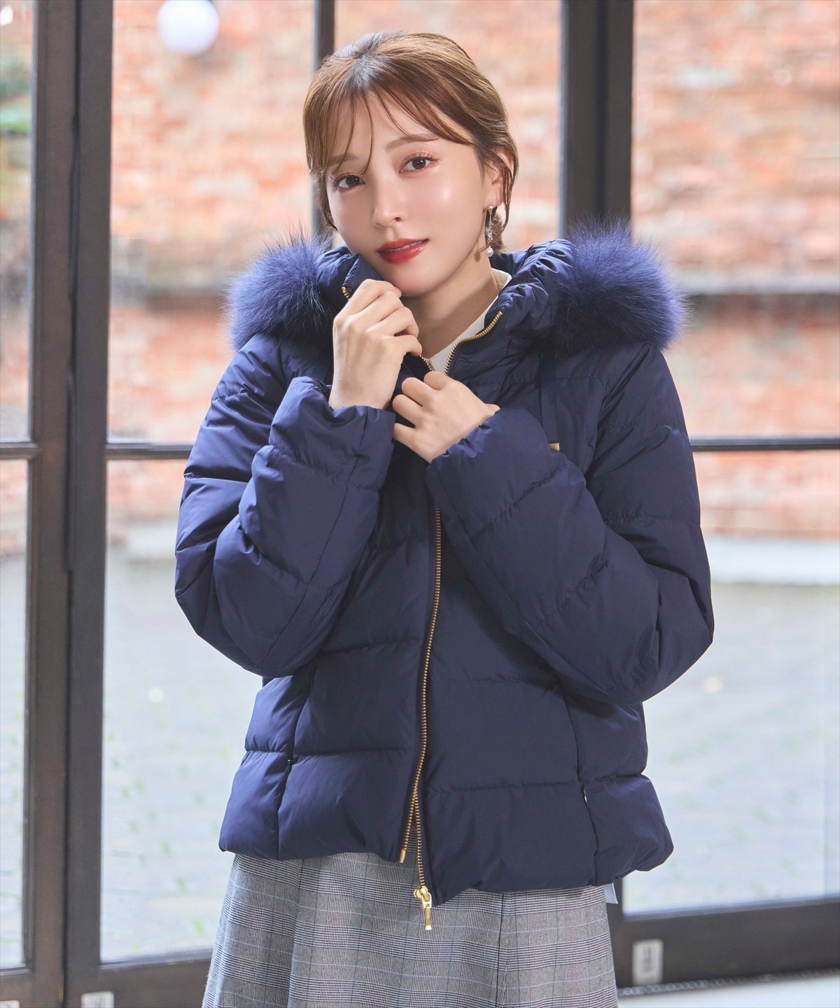 SWINGLE｜FOXファー付エレガンスショートダウンコート | Rakuten