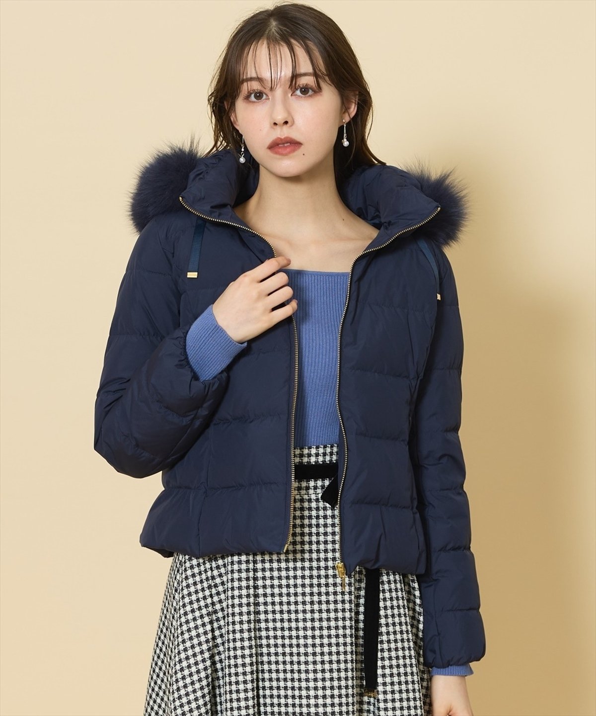 SWINGLE｜FOXファー付エレガンスショートダウンコート | Rakuten