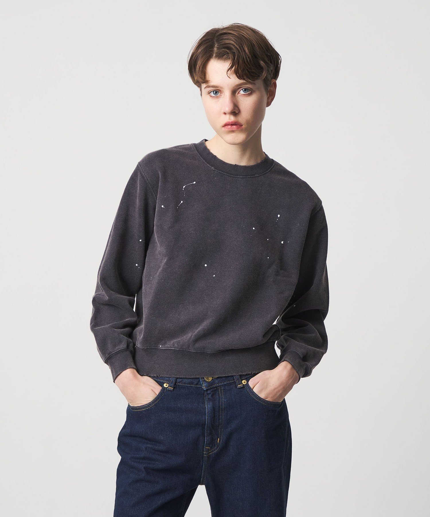 ＜6(ROKU)＞ダメージ ペイント スウェット プルオーバー　L 6(ROKU)＞ダメージ ペイント スウェット プルオーバー