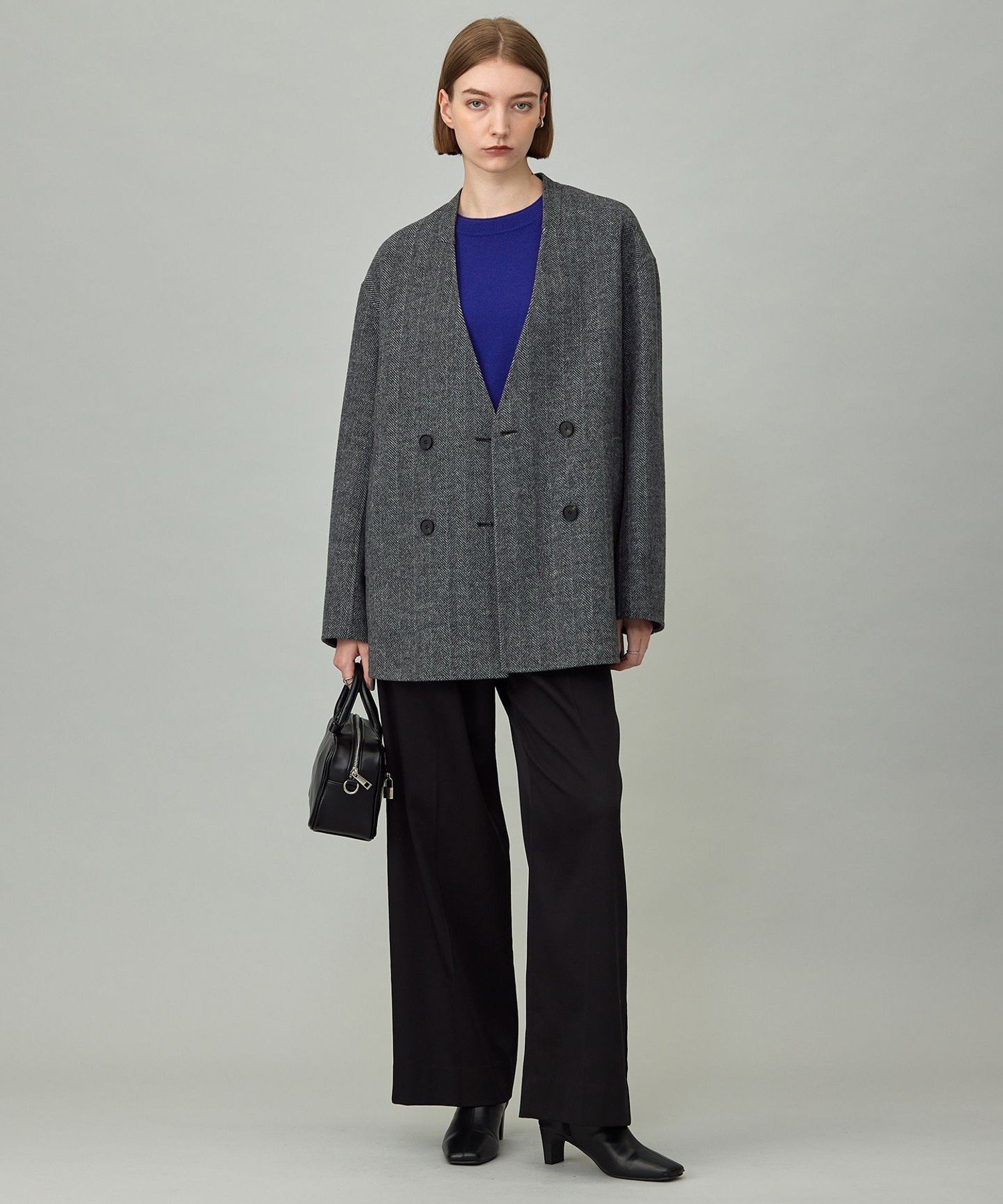 ICB｜WoolRever ノーカラーショートコート | Rakuten Fashion(楽天