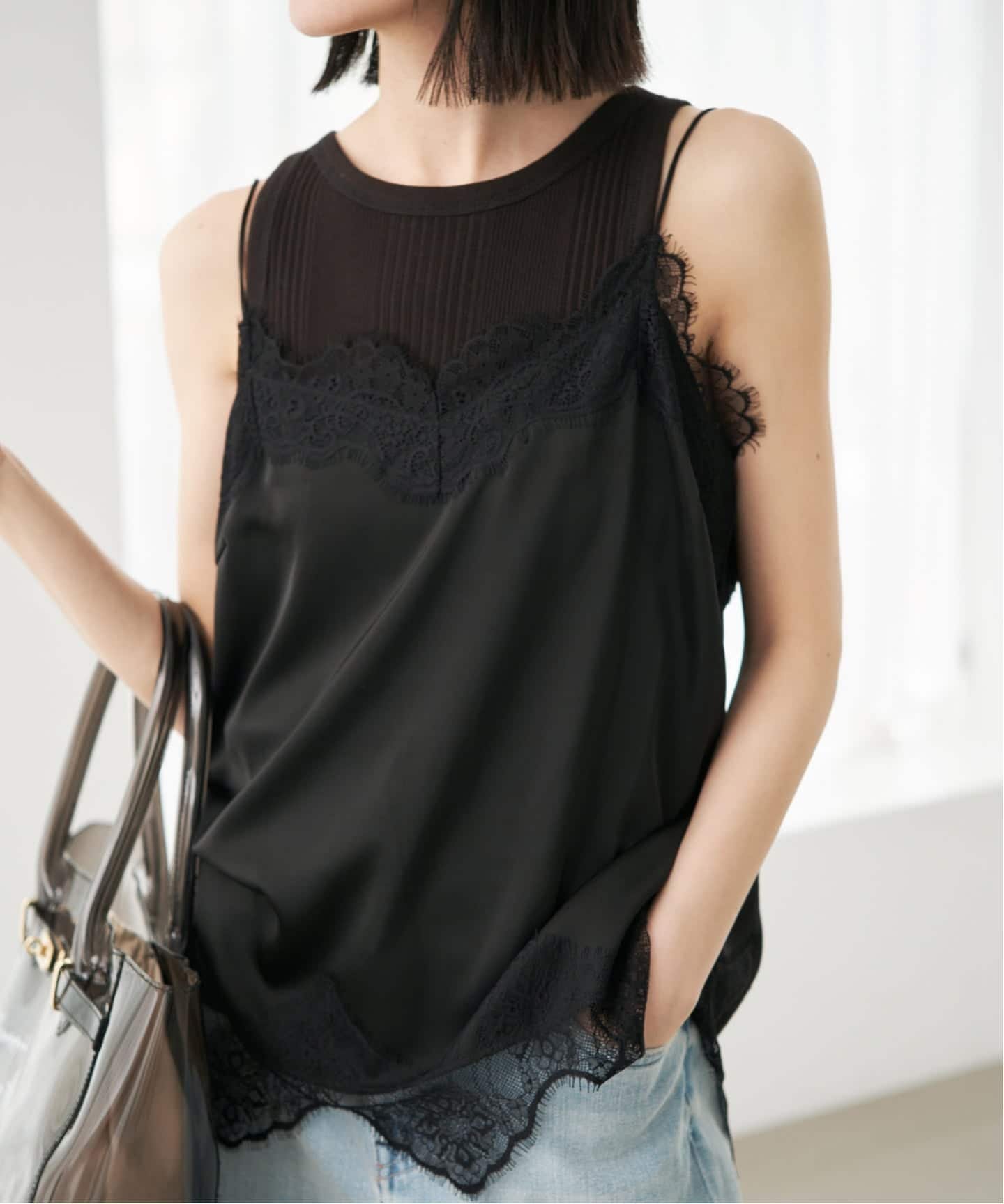 SLOBE IENA｜《追加2予約》サテンレースキャミソール | Rakuten