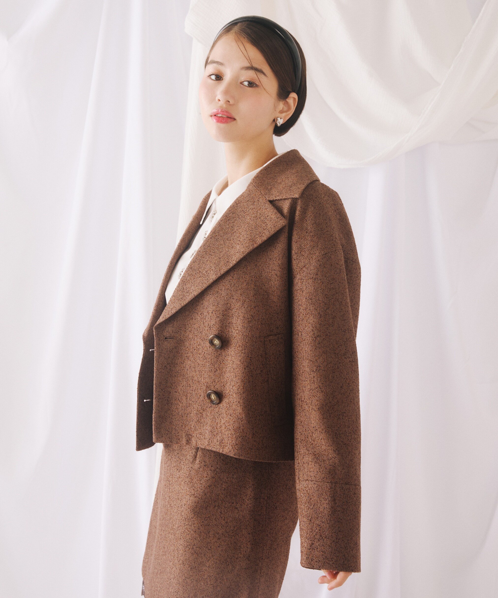 JILL by JILL STUART｜ネップツイードビッグカラージャケット