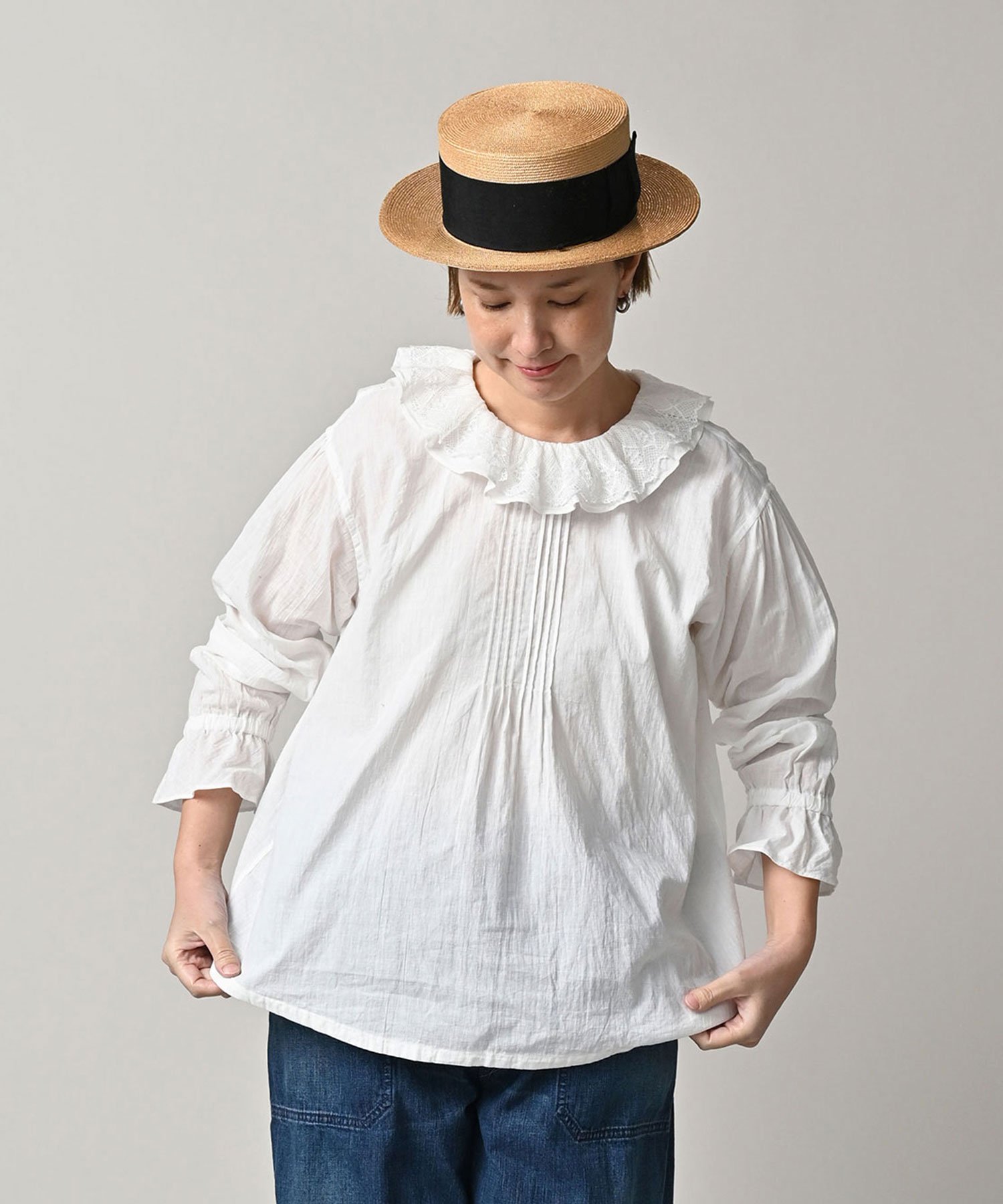 45R｜インドカディのフリルカラーブラウス | Rakuten Fashion(楽天