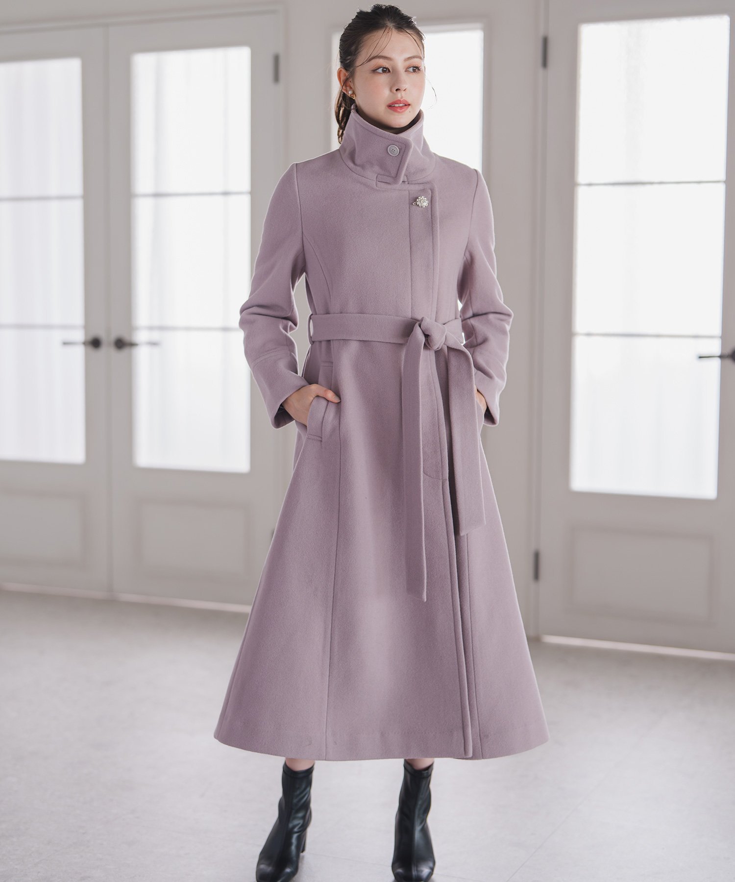 MISCH MASCH｜MM548606 ブローチ付きスタンドカラー3wayコート