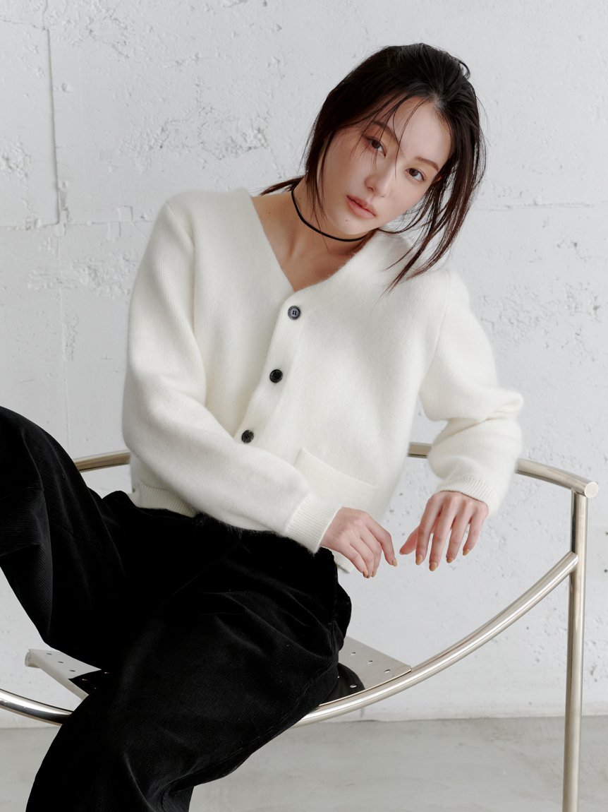 MIESROHE｜ウォッシャブルコンパクトシャギーVカーデ | Rakuten