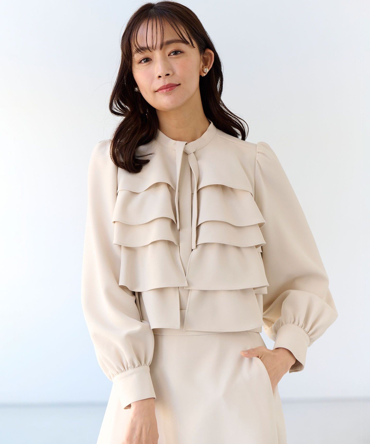 組曲｜【KUMIKYOKU NAVY】コンフォータブルドレープ フリルブラウス