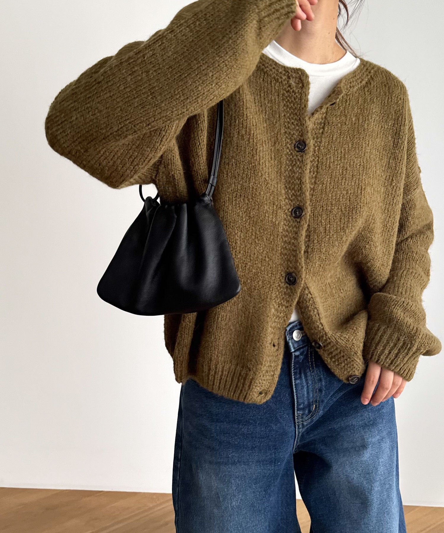 CANAL JEAN｜El mar アルパカ混クルーネックカーディガン | Rakuten