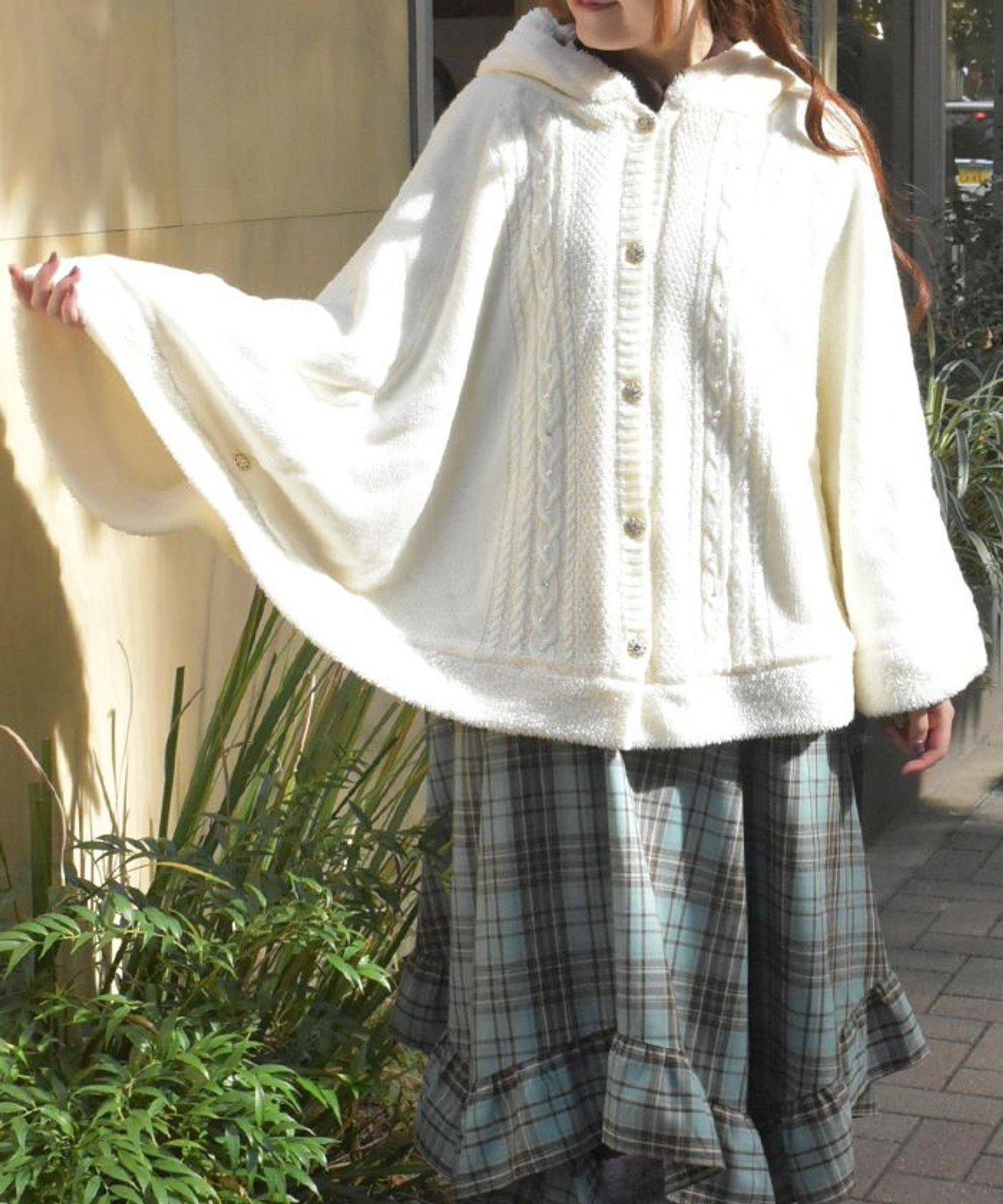 axes femme｜パール裏ボアニットポンチョ | Rakuten Fashion(楽天