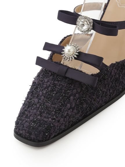 LILY BROWN｜[L.B CANDY STOCK]ビジューリボンストラップミュール