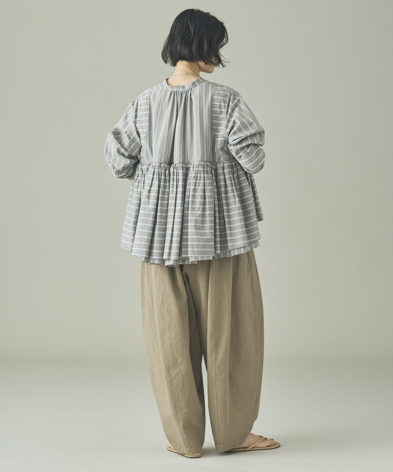 Curensology｜ストライプレイヤードギャザーブラウス | Rakuten