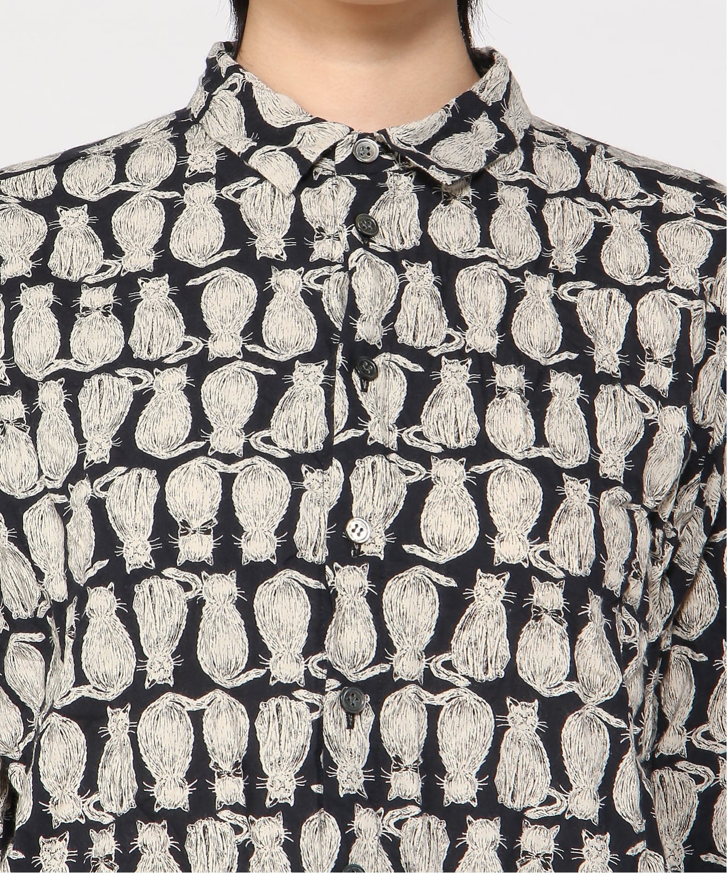 pas de calais｜pas de calais cat patrolプリント シャツブラウス