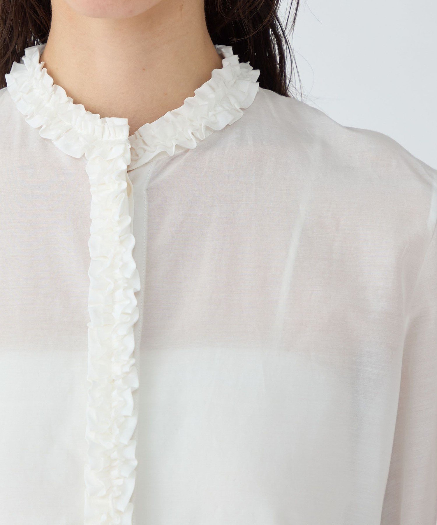 TOMORROWLAND｜コットンシルクオーガンジー フリルブラウス | Rakuten