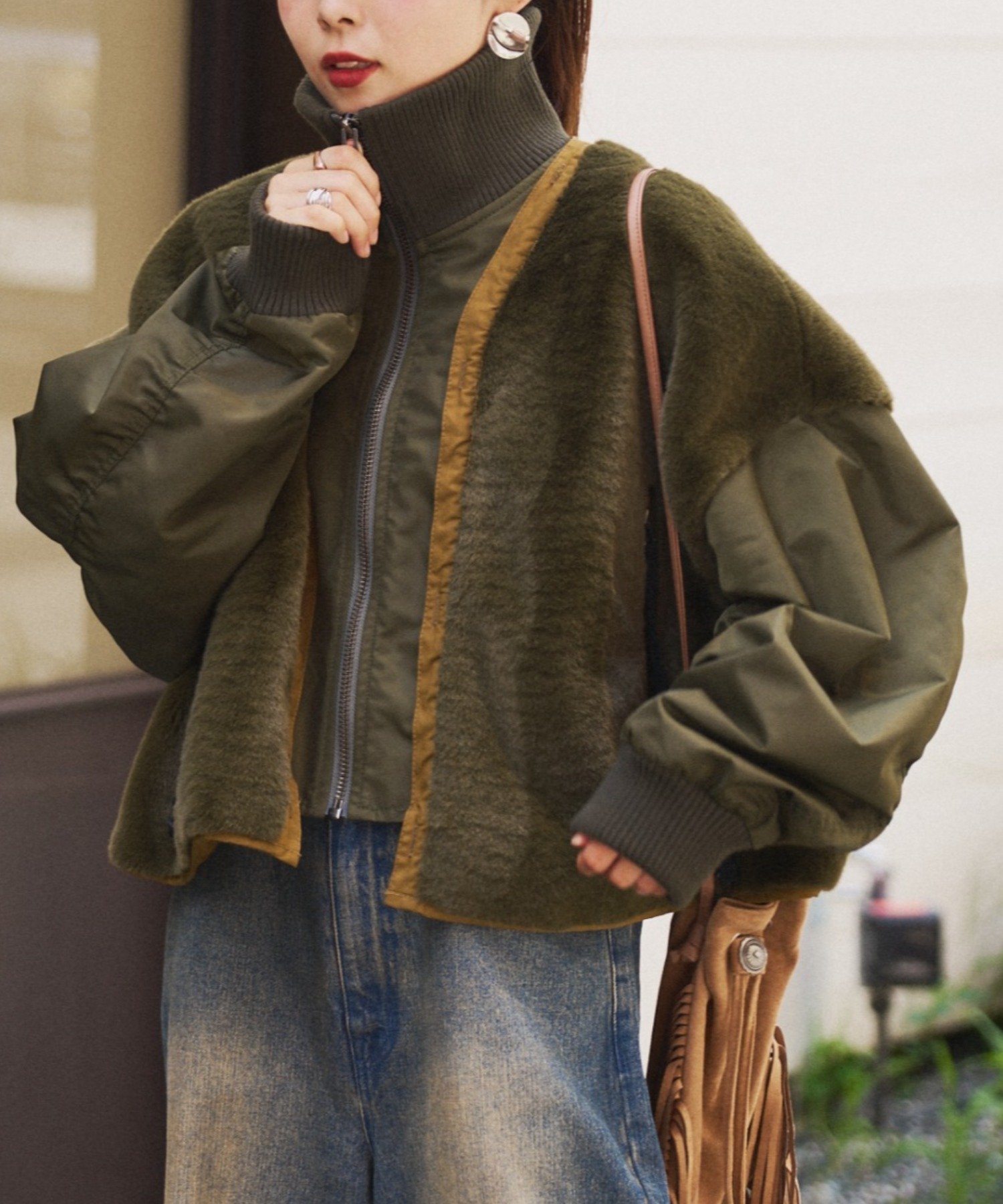 CIAOPANIC TYPY｜【etsinta】ファー切替ショートスタンドジャケット