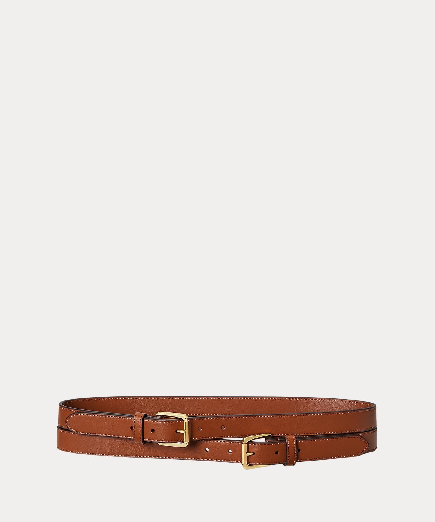 RALPH LAUREN｜レザー ダブルバックル スタックド ワイド ベルト