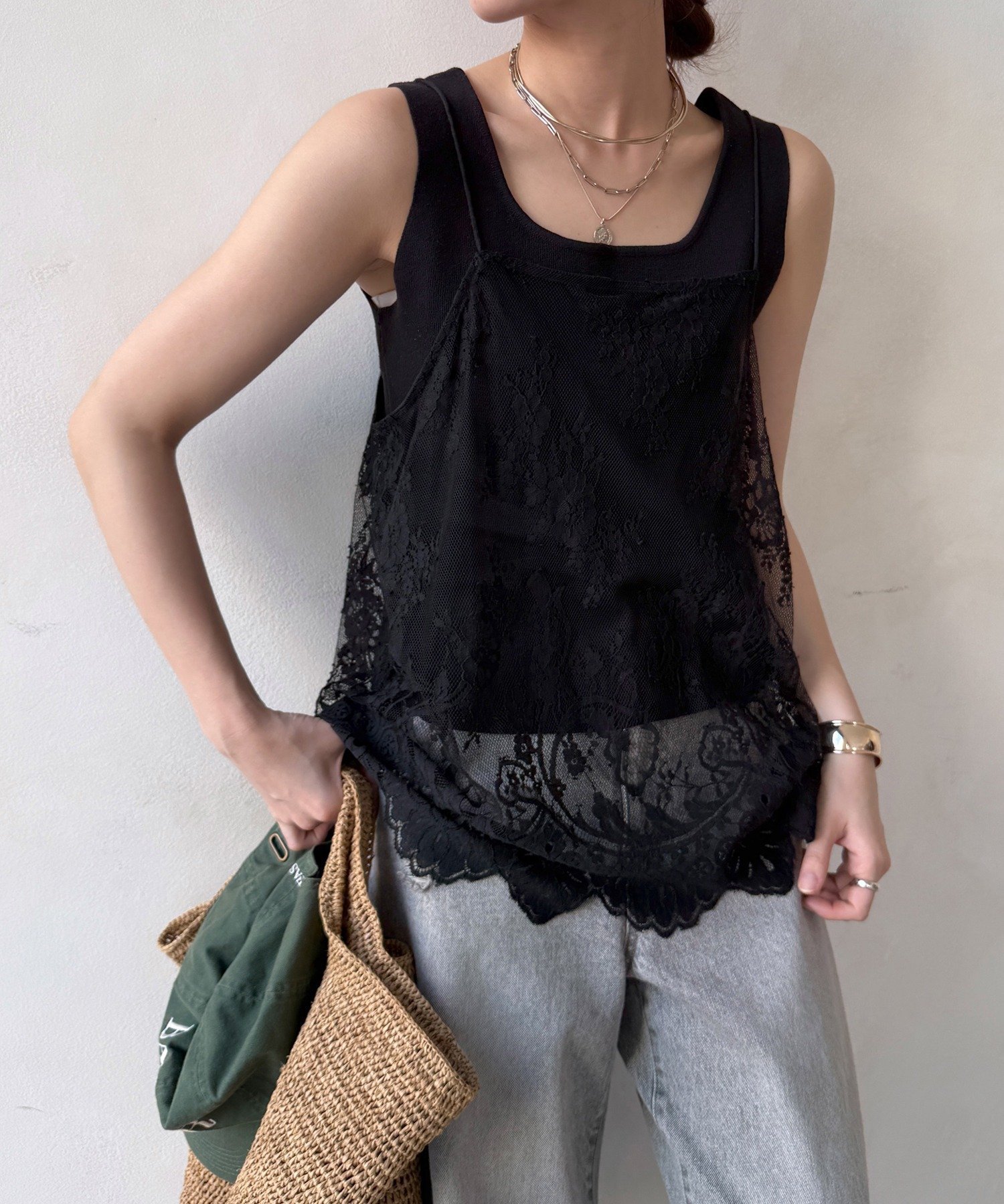 DOUDOU｜【新色追加】スカラレースキャミ | Rakuten Fashion(楽天