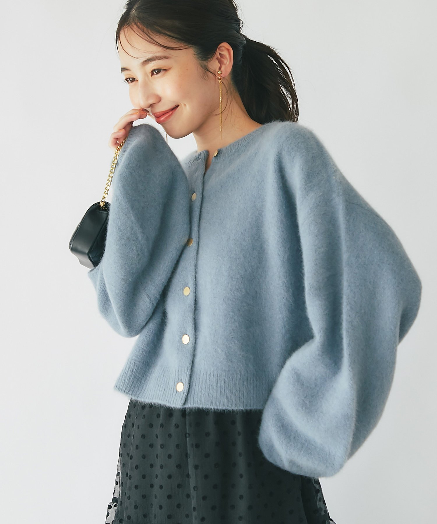 ラブティックボンボンヘアリーウール前後2WAYカーディガン