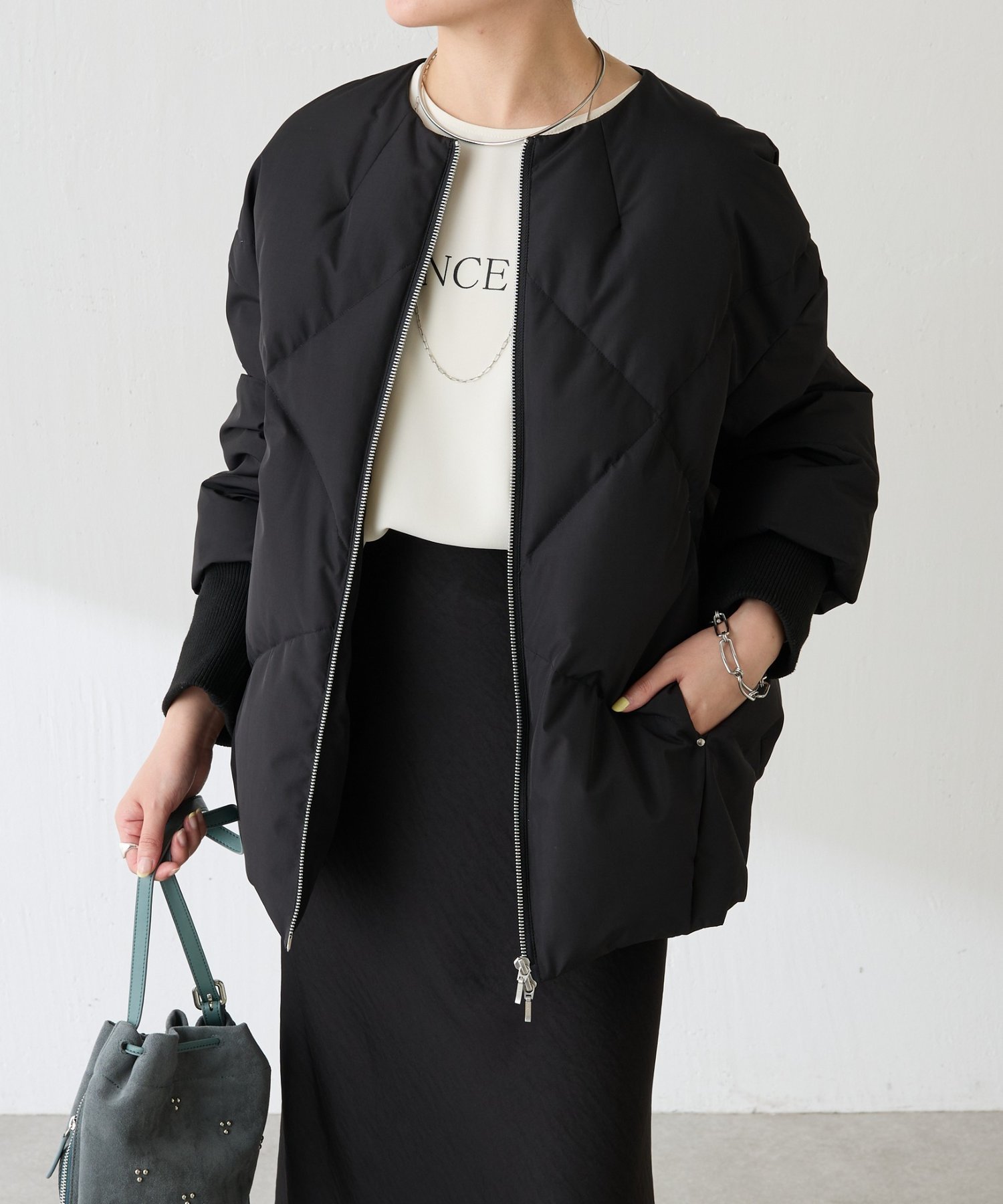 COLLAGE GALLARDAGALANTE｜ノーカラーダウンコート | Rakuten Fashion