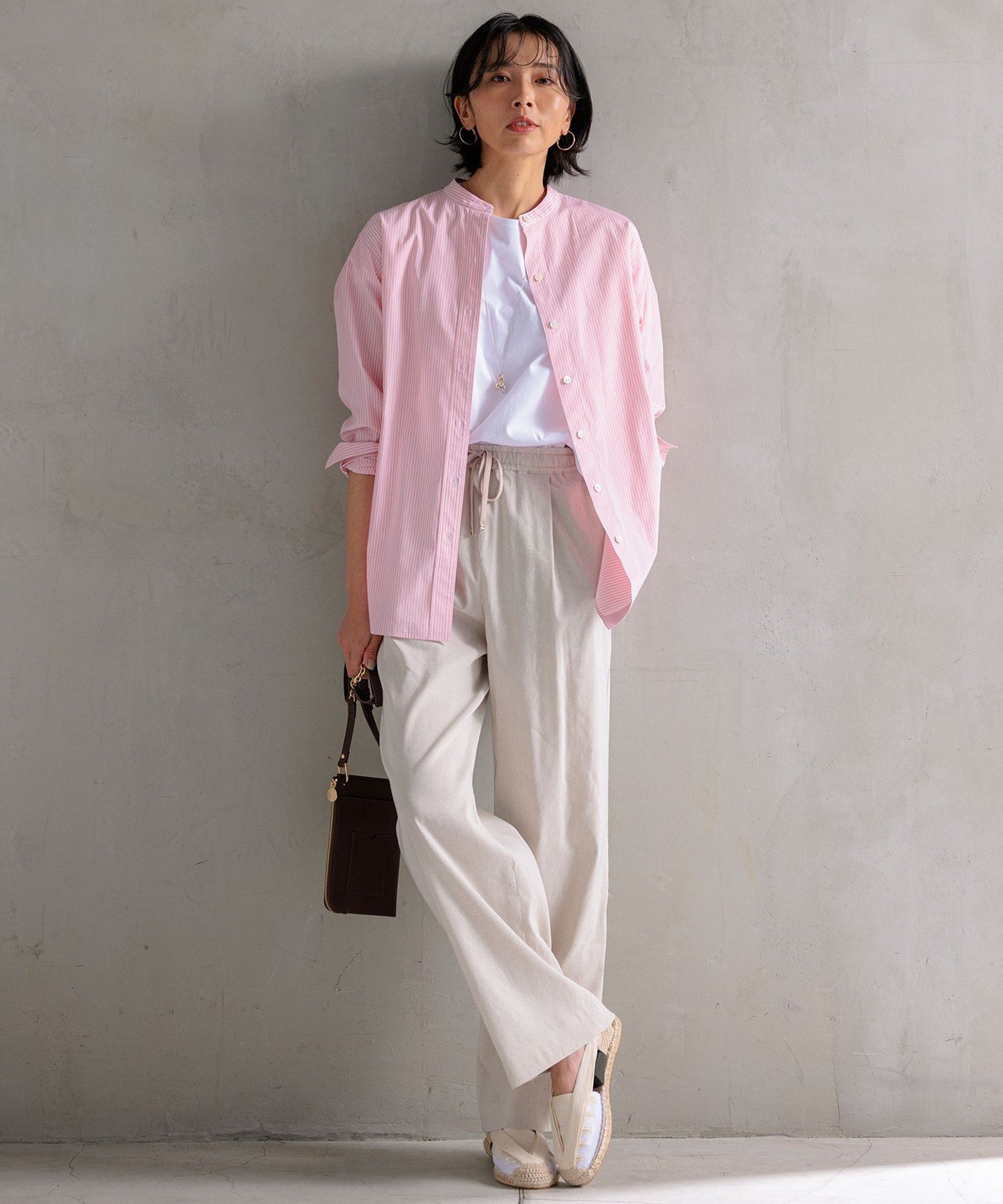 23区｜【Oggi4月号掲載/洗える】CANCLINI バンドカラー シャツ