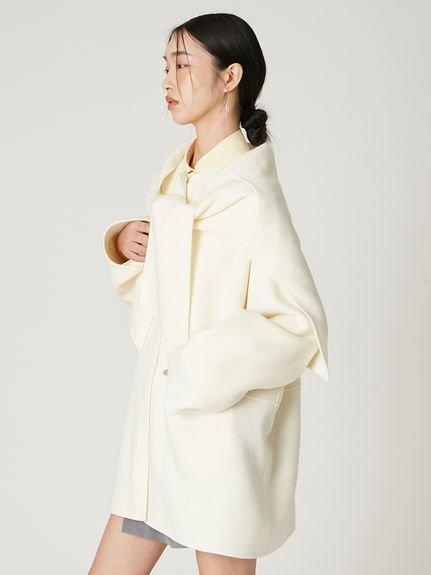 FRAY I.D｜マフラー付ノーカラーリバーミドルコート | Rakuten Fashion