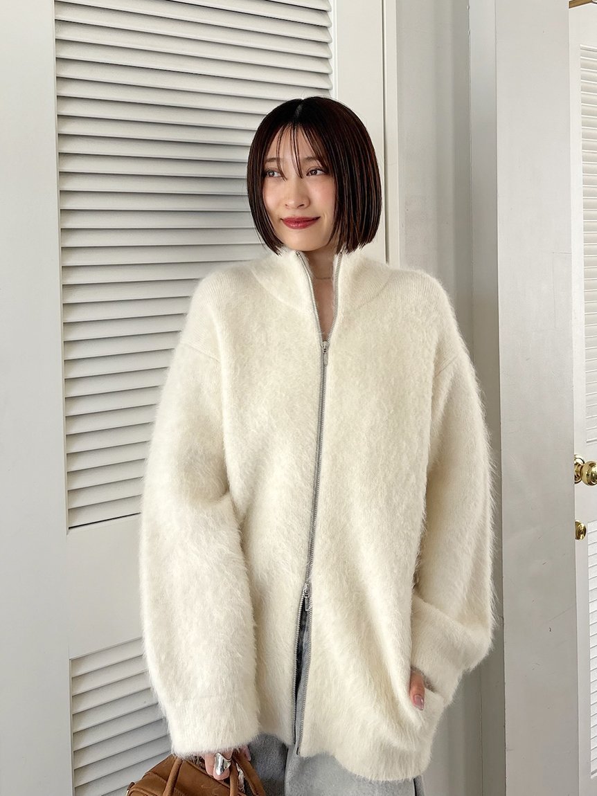 SNIDEL｜アルパカシャギージップコート | Rakuten Fashion(楽天