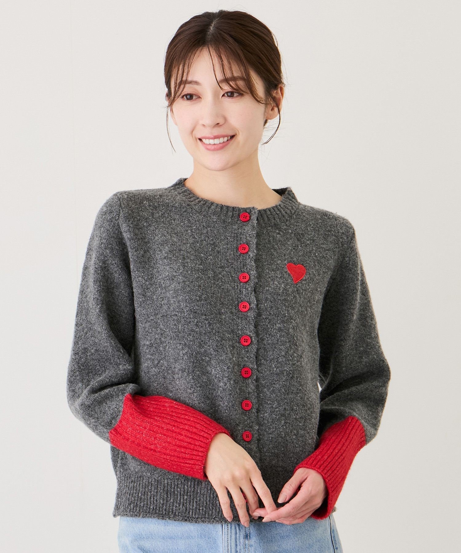 JAYRO｜ハート刺繍配色ニットカーディガン | Rakuten Fashion(楽天