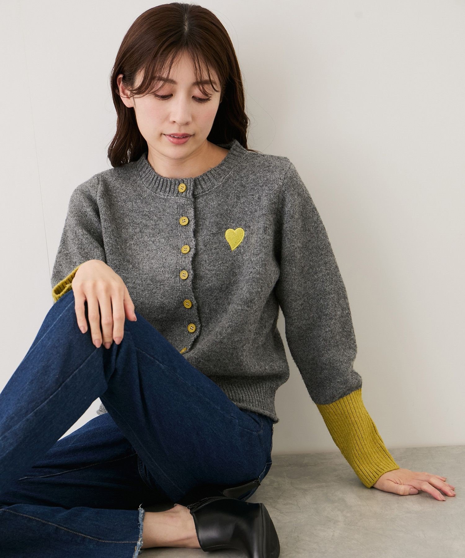 JAYRO｜ハート刺繍配色ニットカーディガン | Rakuten Fashion(楽天
