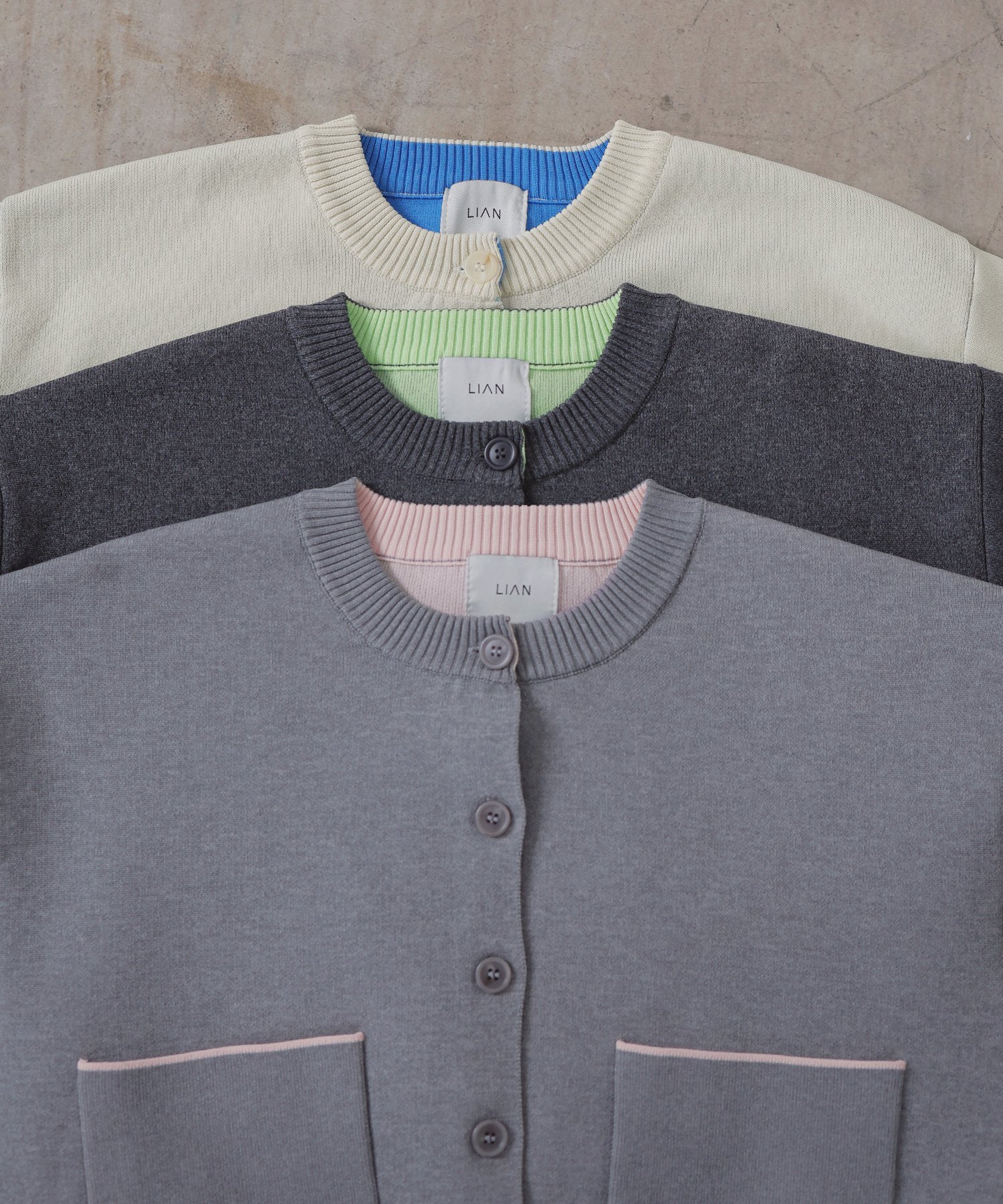 LIAN｜バイカラーニットカーディガン | Rakuten Fashion(楽天