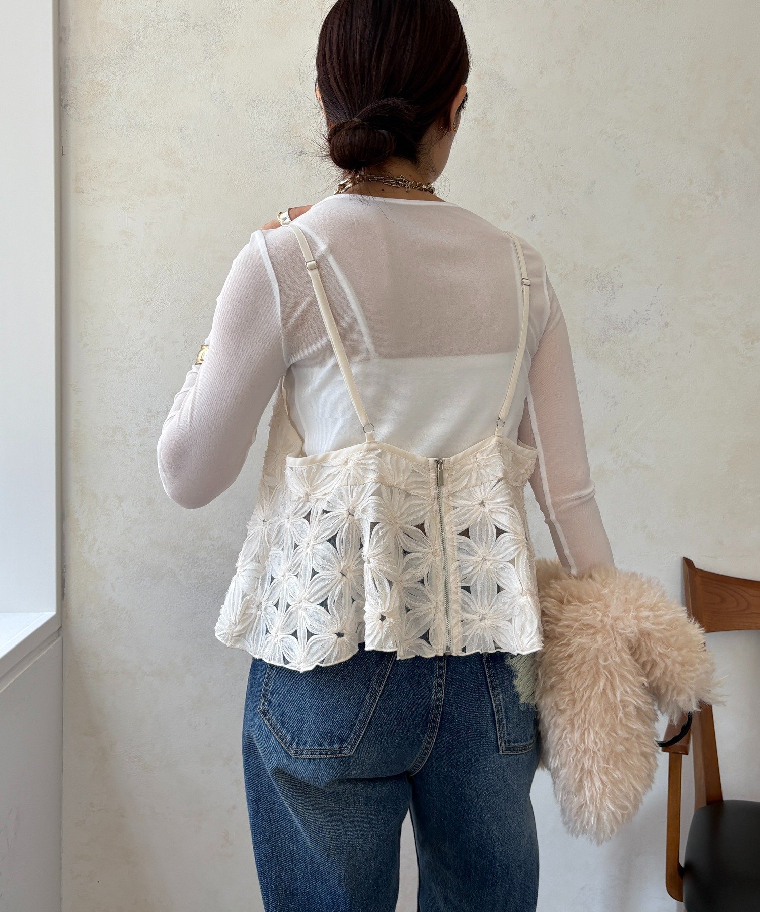 DOUDOU｜【WEB限定】チュールフラワーキャミ | Rakuten Fashion(楽天